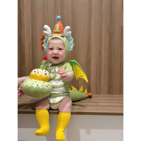 ( HÀNG CÓ SẴN ) Body rồng xanh kèm mũ + bánh + tất 5-12kg cho bé trai và bé gái Đồ bộ liền thân cho bé – shopee